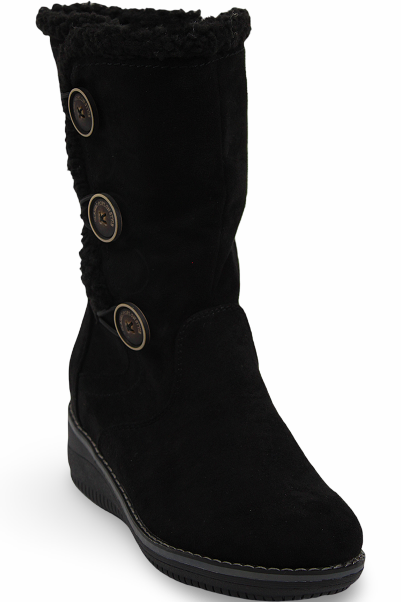 Botines Invierno Gamuza, Forradas Chiporro Y Botones Mujer-0