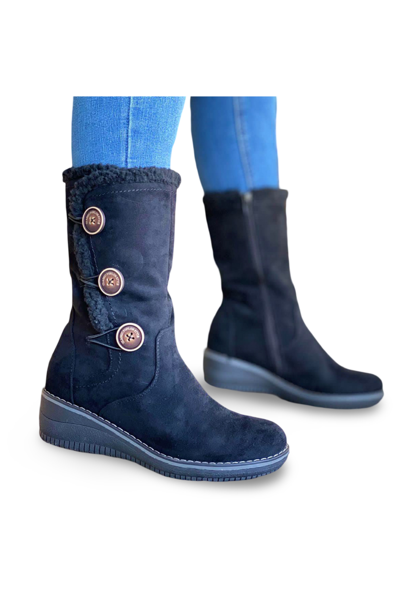 Botines Invierno Gamuza, Forradas Chiporro Y Botones Mujer-2