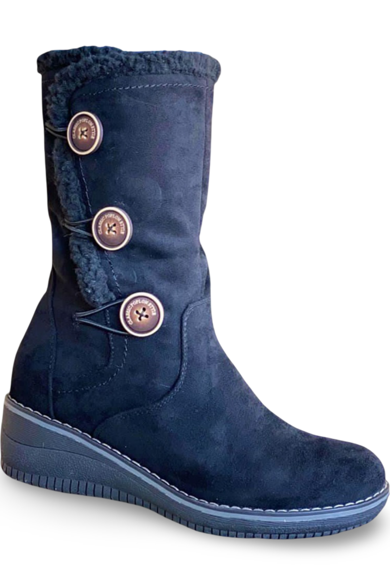 Botines Invierno Gamuza, Forradas Chiporro Y Botones Mujer-3