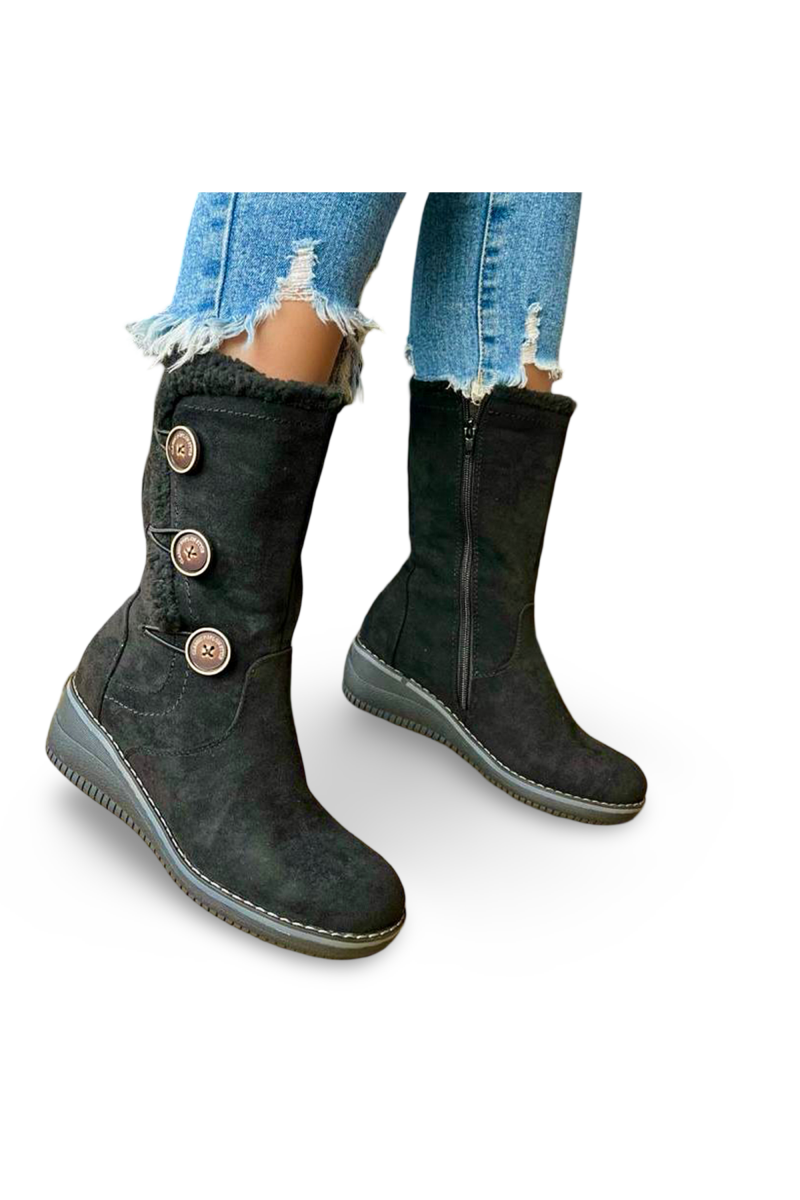 Botines Invierno Gamuza, Forradas Chiporro Y Botones Mujer-4