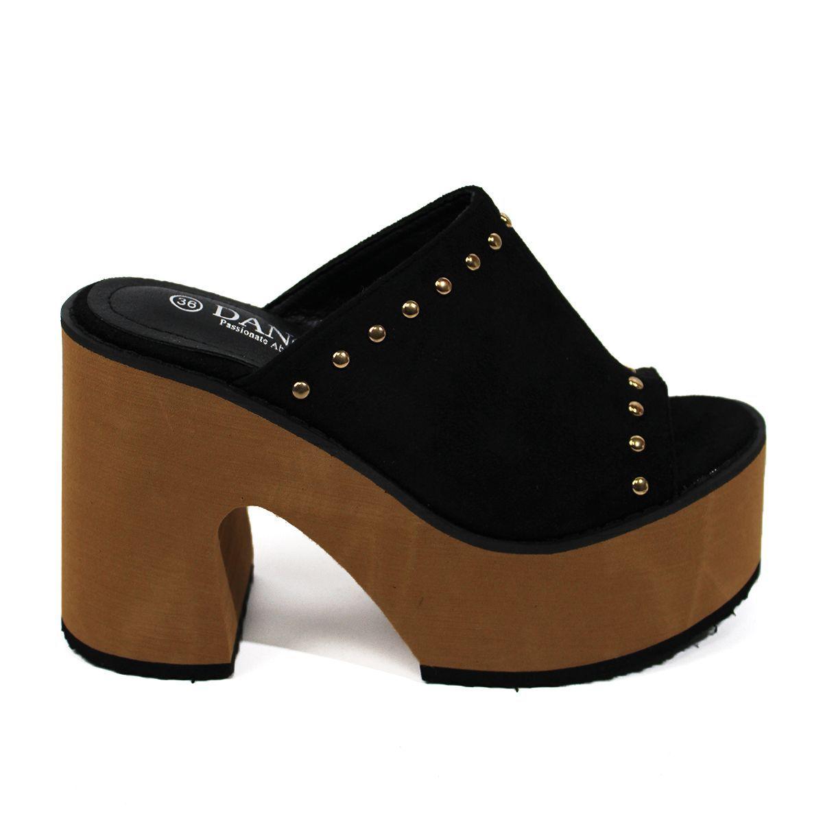 Sandalia De Taco Madera Verano Mujer Plataforma Liviana-4
