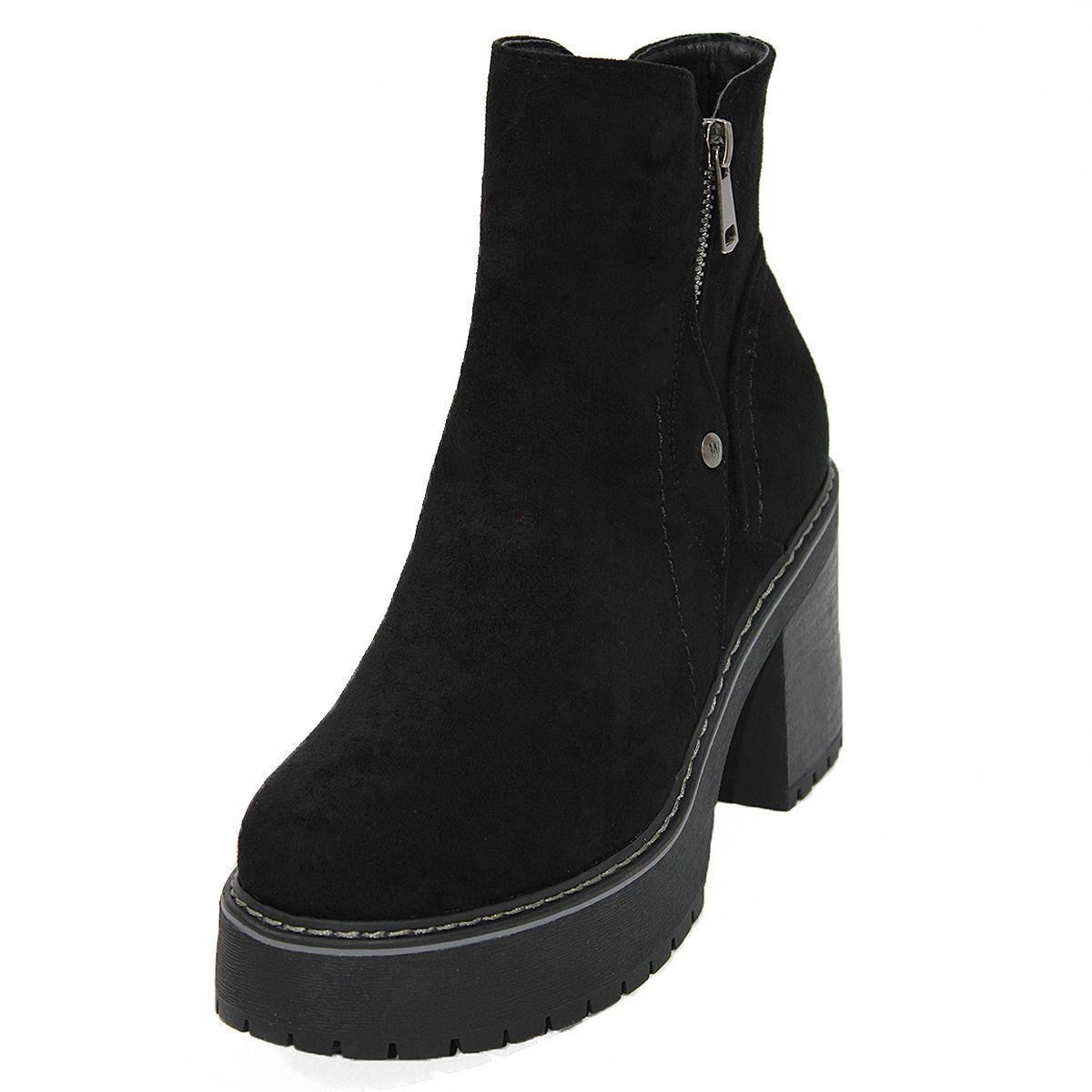 Botines Gamuza Camel Chato Con Taco, Cierres Y Chiporro-2