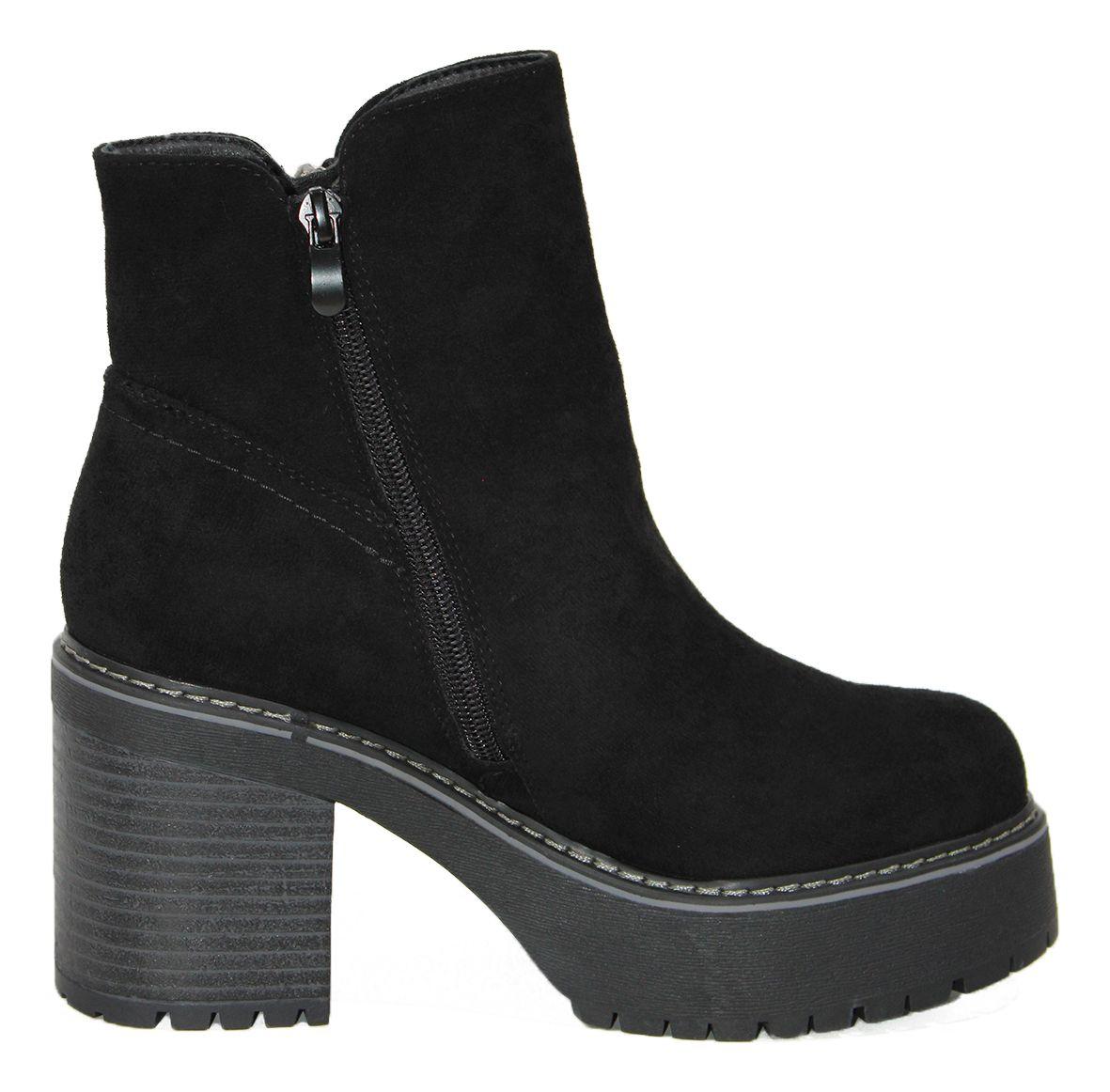 Botines De Gamuza Con Taco, Cierre Y Chiporro-3