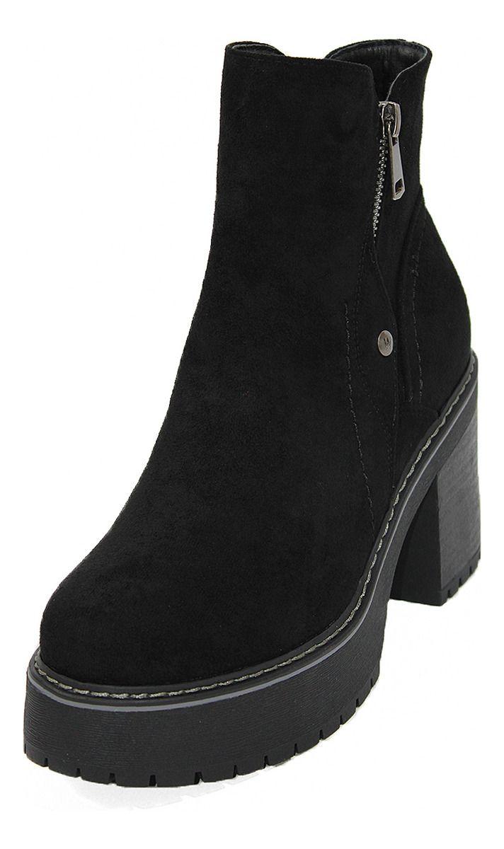 Botines De Gamuza Con Taco, Cierre Y Chiporro-4