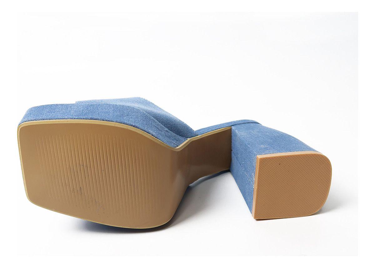 Sandalia Jeans Mujer Taco Grueso Cómodo Moderno Celeste-1