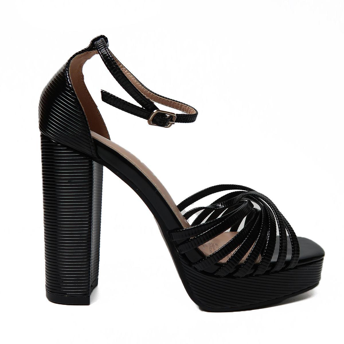 Tacón Caña Alta Negro Tirantes Cruzados - Dancy Shoes-4