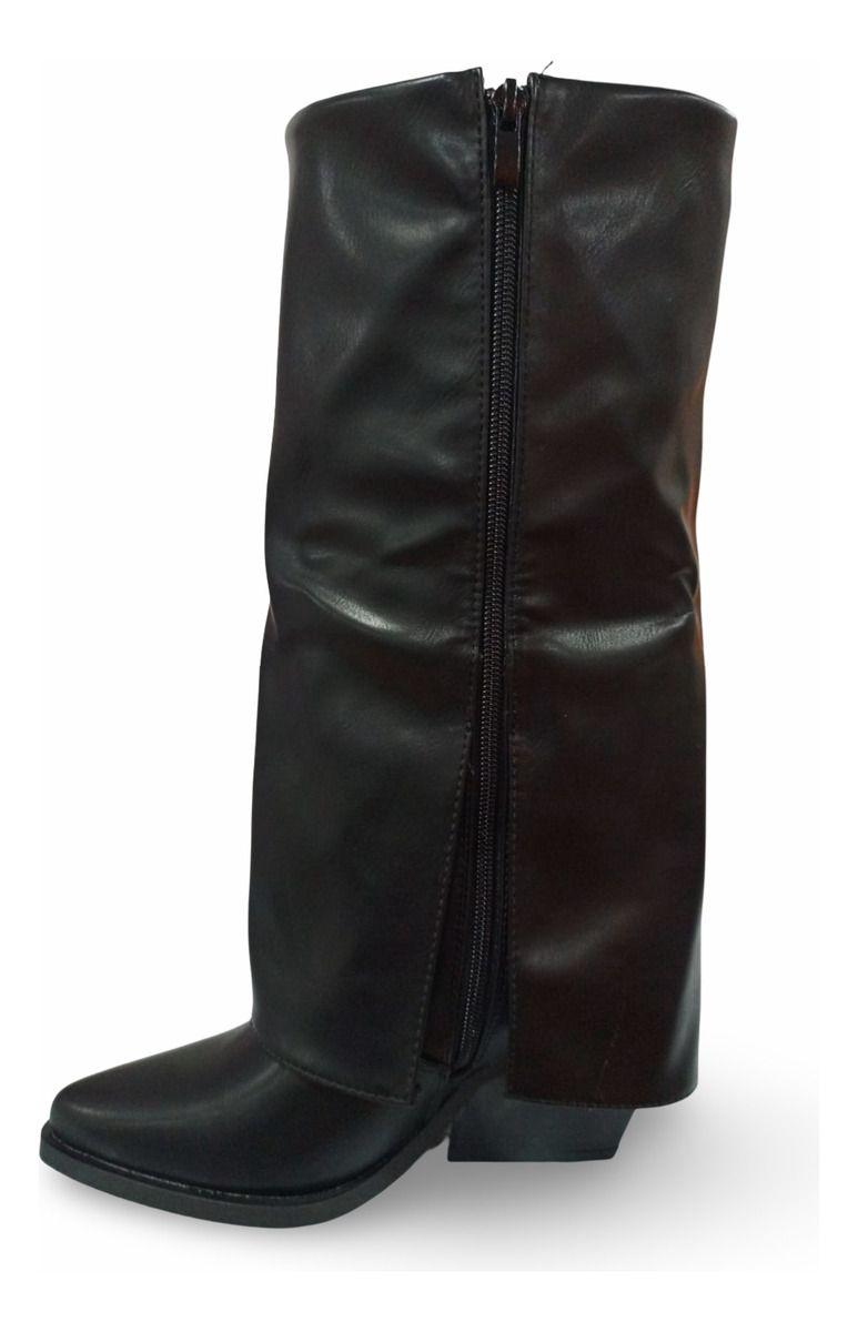 Botines De Mujer Doble Capa Negras Aplique Dorado-2