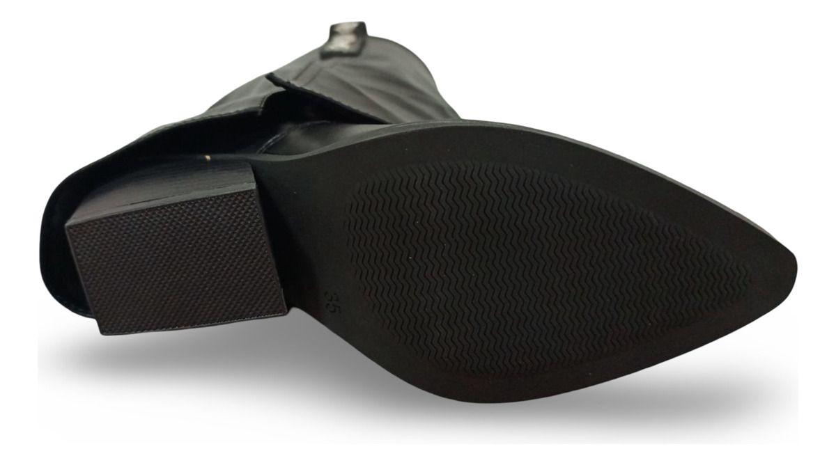 Botines De Mujer Doble Capa Negras Aplique Dorado-6