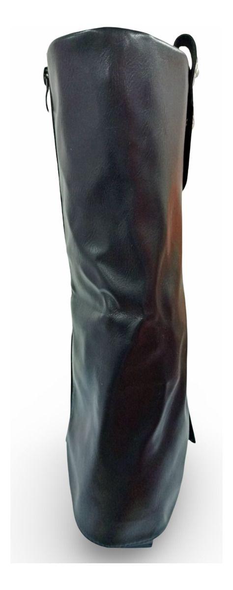 Botines De Mujer Doble Capa Negras Aplique Dorado-7