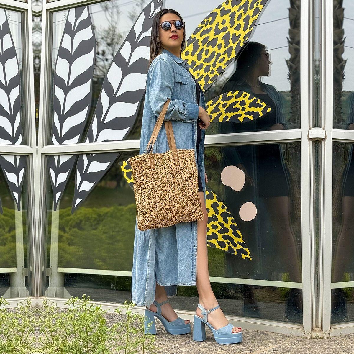 Sandalia Plataforma De Tacón En Tela Jeans-6