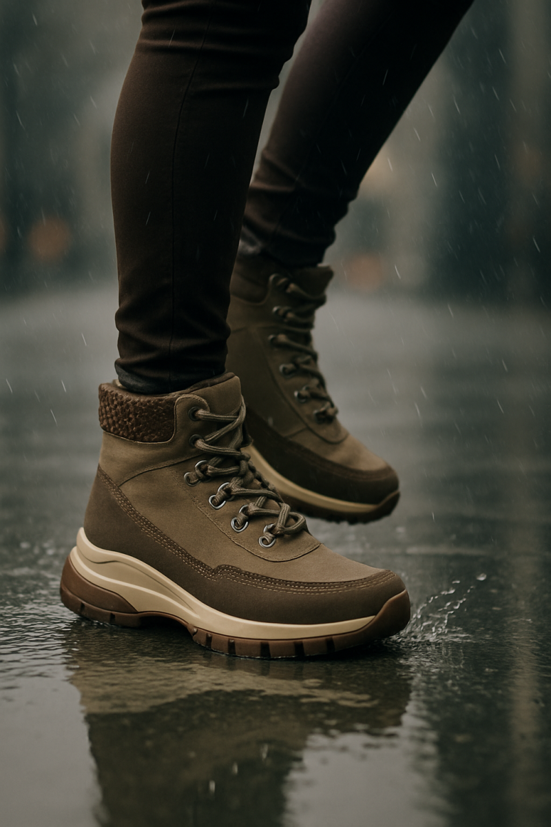 Botín Térmico Impermeable Outdoor Trekking Mujer Khaki Negro-8