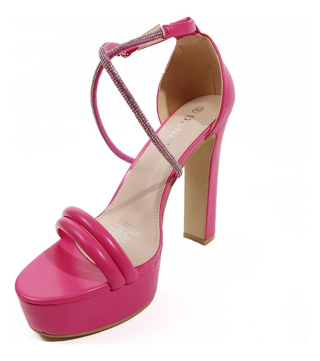 Tacón Tiras Brillos Cruzados De Cuero En Colores-2