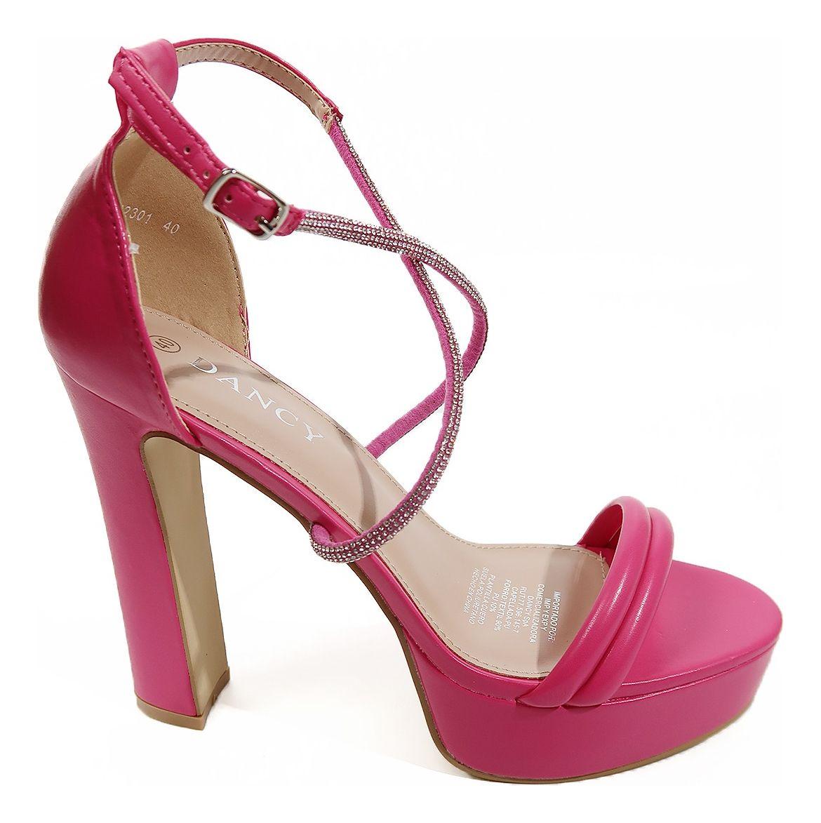 Tacón Tiras Brillos Cruzados De Cuero En Colores-4