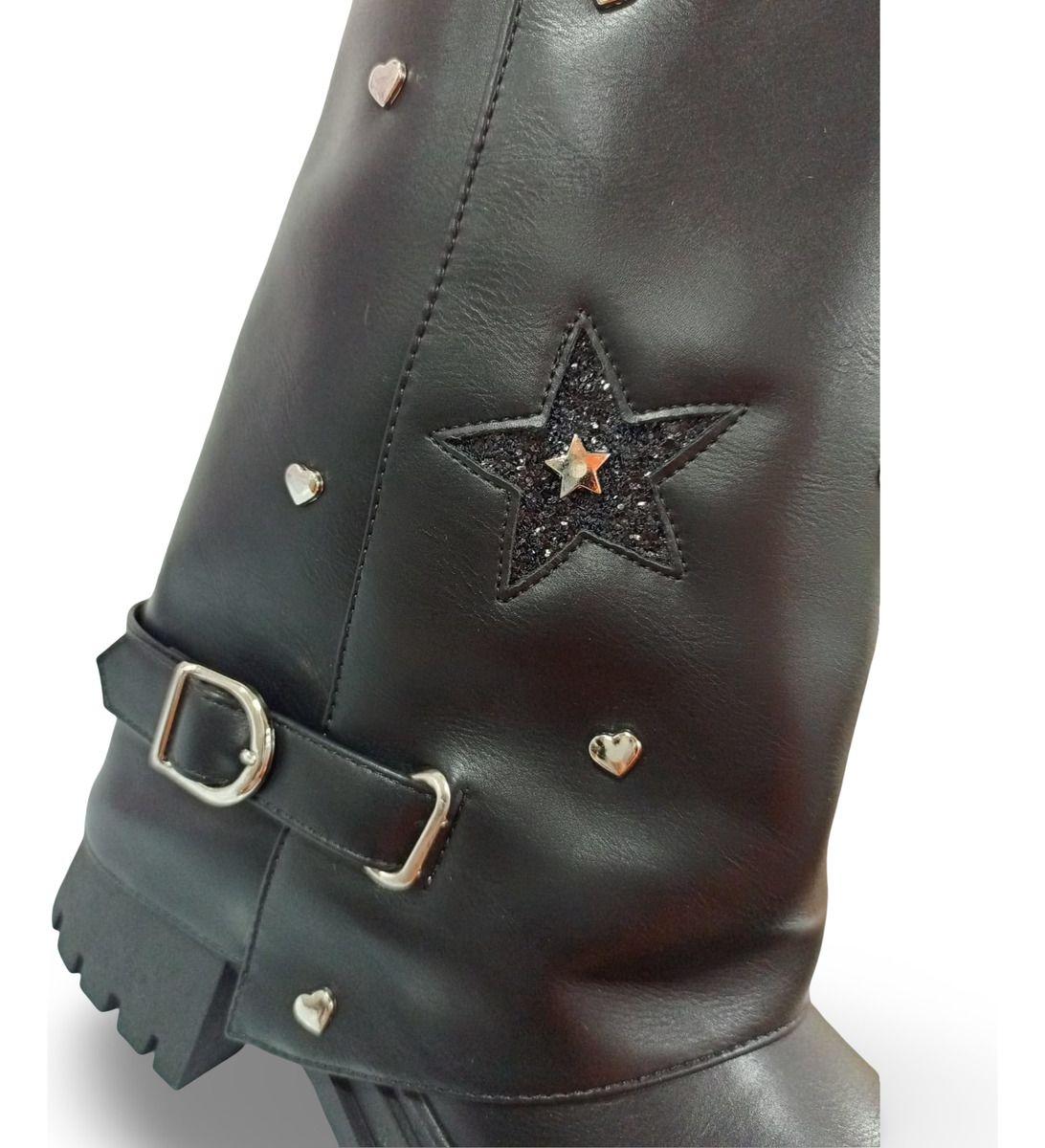 Botas Vaqueras O Texanas De Mujer Con Apliques Negras-3