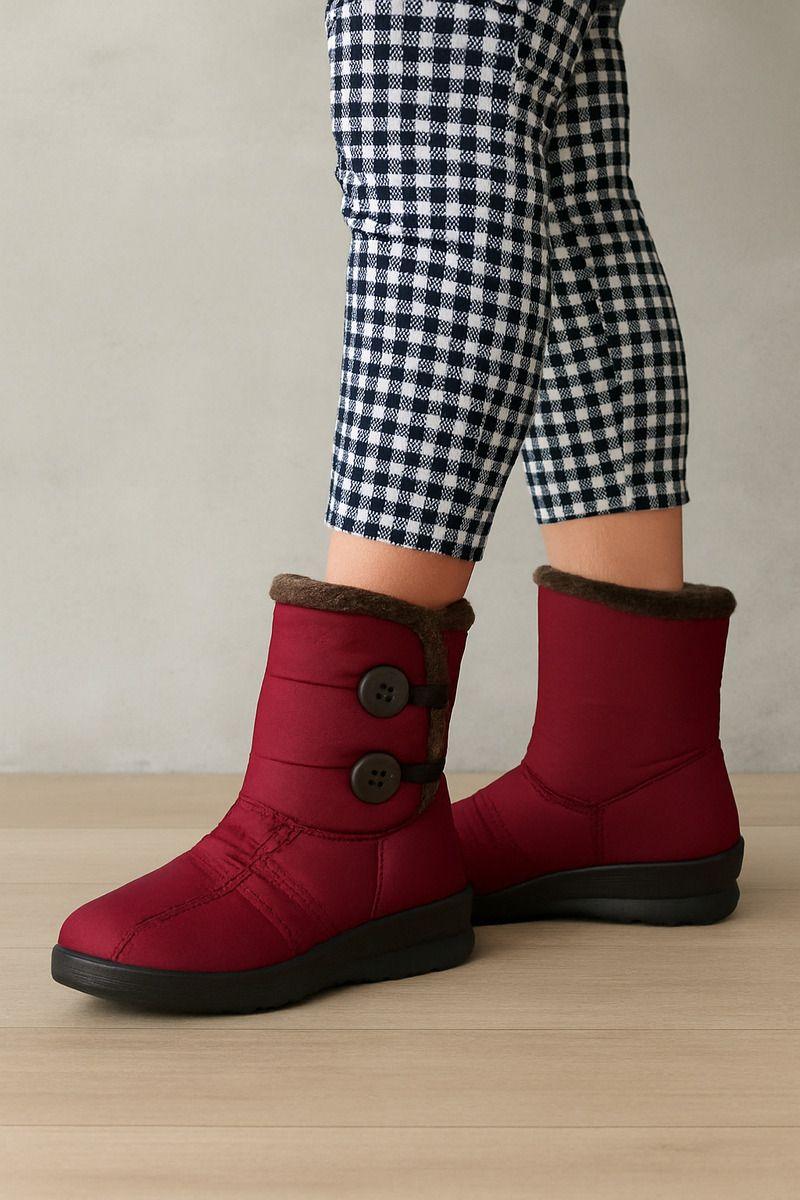 Botín Invierno Mujer Impermeable Botones Y Chiporro Interior-5