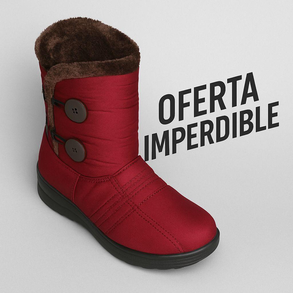 Botín Invierno Mujer Impermeable Botones Y Chiporro Interior-6