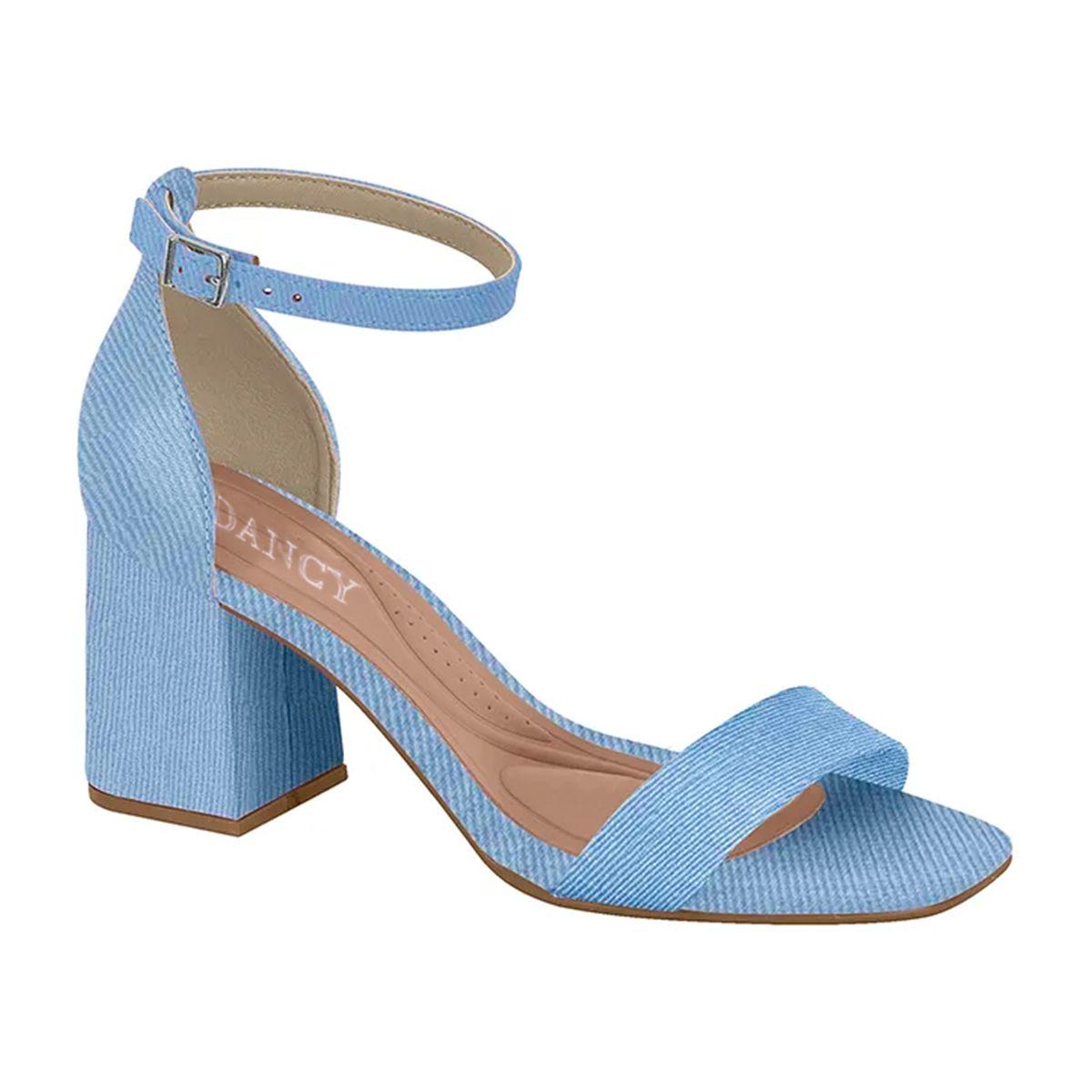 Sandalia De Tacón Bajo Tela Jeans-8