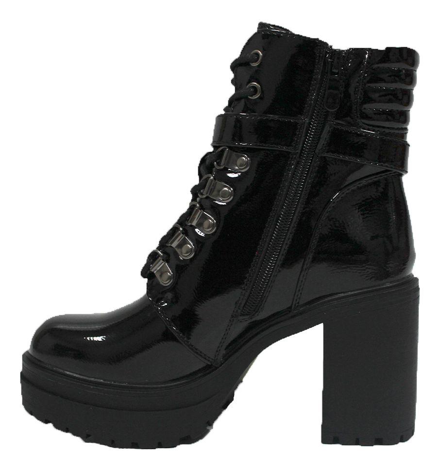 Bota De Mujer Plataforma Taco Alto Con Cierre Y Cordones-1