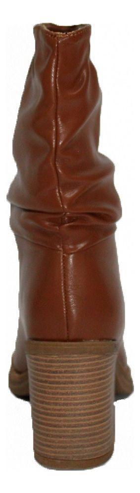 Bota De Mujer Estilo Arrugada Cuero Elegantes Y Casuales-3