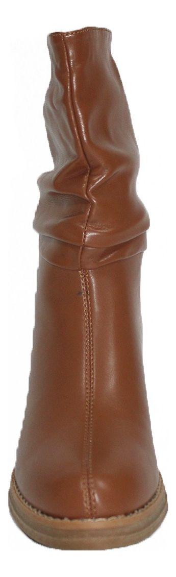 Bota De Mujer Estilo Arrugada Cuero Elegantes Y Casuales-4