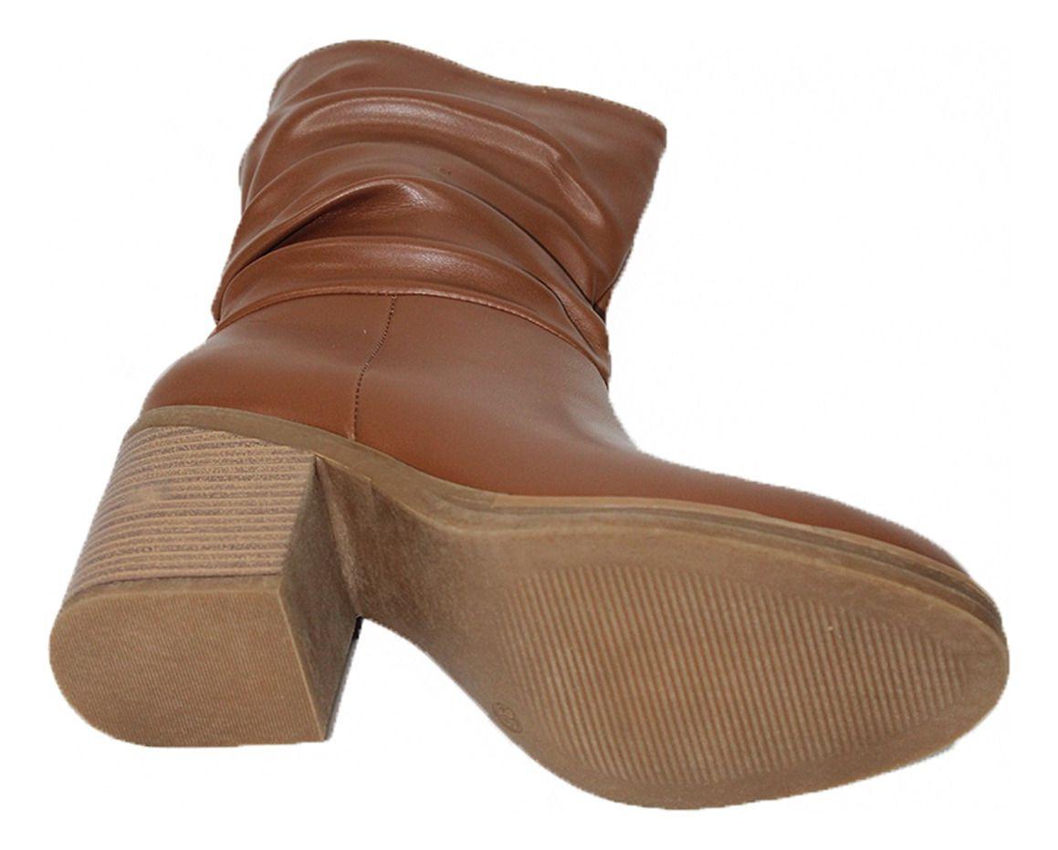 Bota De Mujer Estilo Arrugada Cuero Elegantes Y Casuales-6