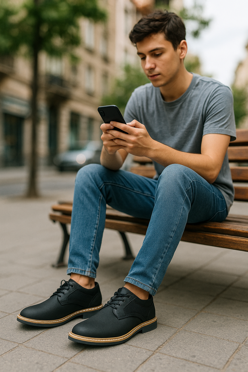 Zapatos Casual De Hombre En Color Negro Y Camel-7