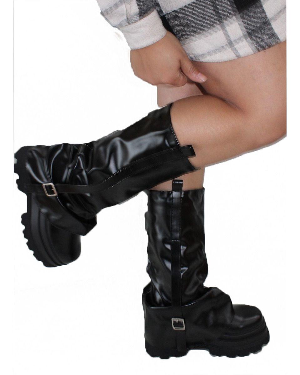 Botas Largas Con Plataforma Y Correas Full Tendencia-6