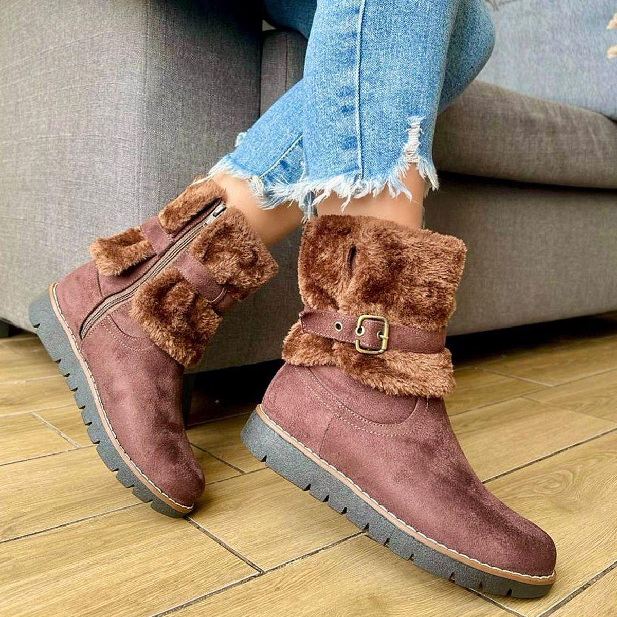 Botas Mujer Invierno Térmicas Gamuza Con Chiporro 4 Tonos-1