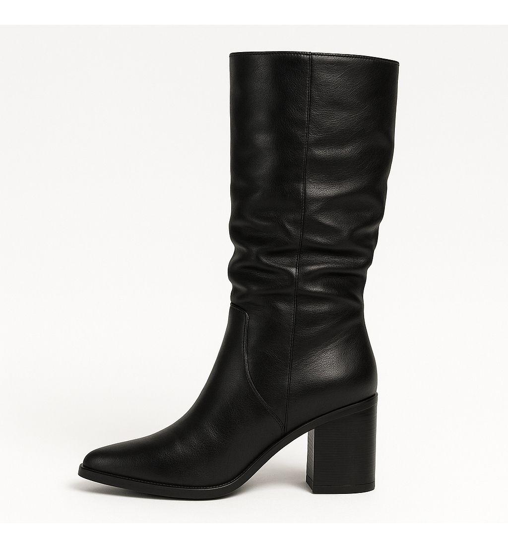 Bota Negra Ecocuero Media Alta-0