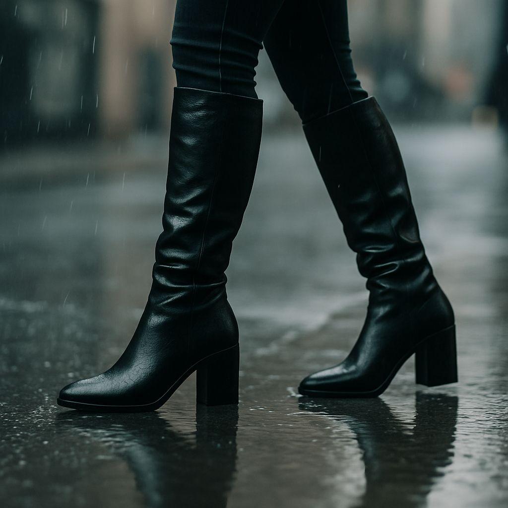 Bota Negra Ecocuero Media Alta-3