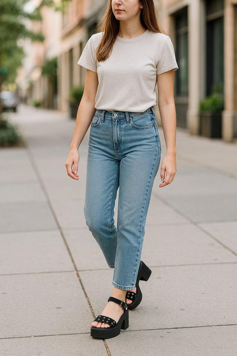 Sandalia Plataforma Alta Mujer De Taco Y Hebillas Metálicas-5