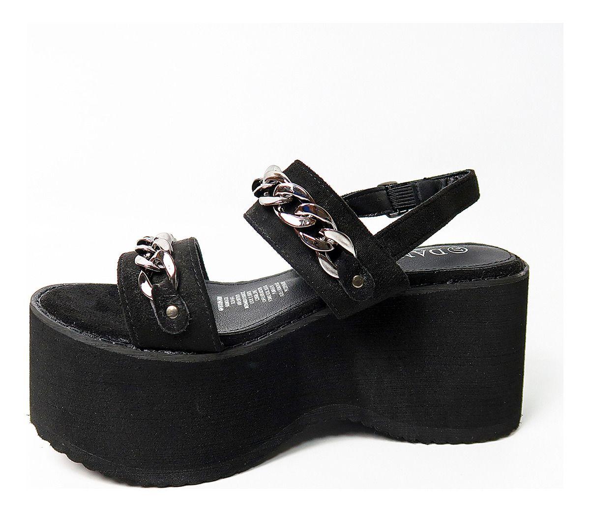 Sandalia Plataforma Mujer Moda Urbana Cadenas Metálicas-6