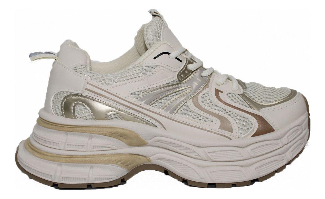 Zapatillas Casual De Dama Con Pequeñas Plataformas Beige-0