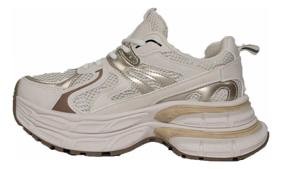 Zapatillas Casual De Dama Con Pequeñas Plataformas Beige-5