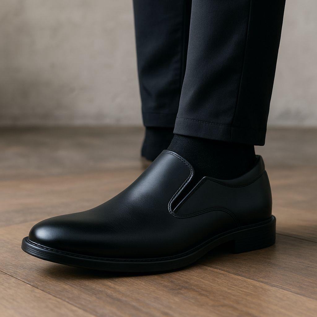 Zapatos Sociales Masculinos Elegantes Negro Cuero-4