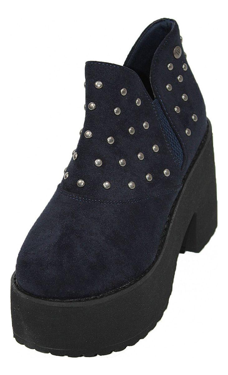 Botín Gamuza Dark Black Con Aplique Plateados Y Elástico-1