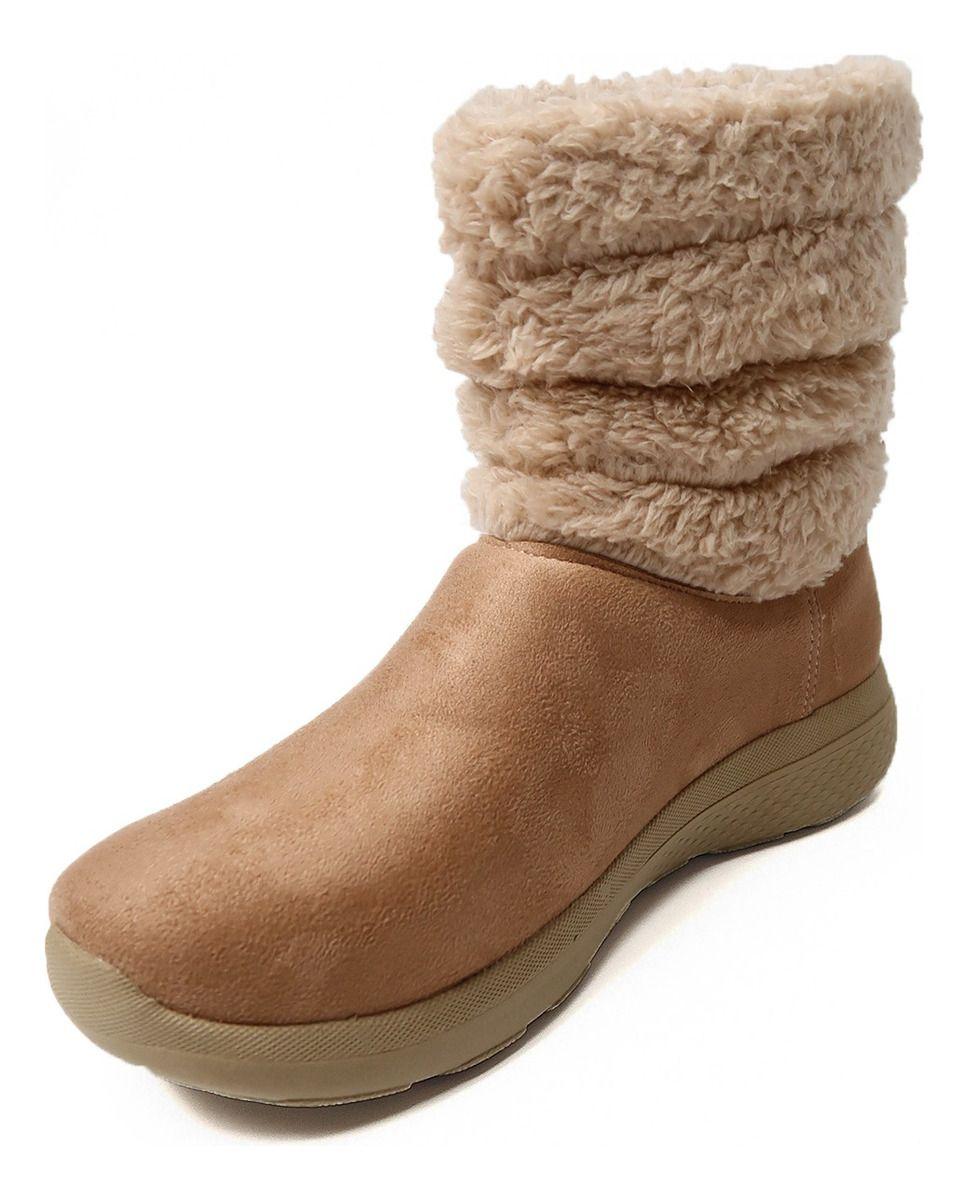 Botín Polar Invierno Gamuza Con Chiporro Mujer Cuero Peruano-3