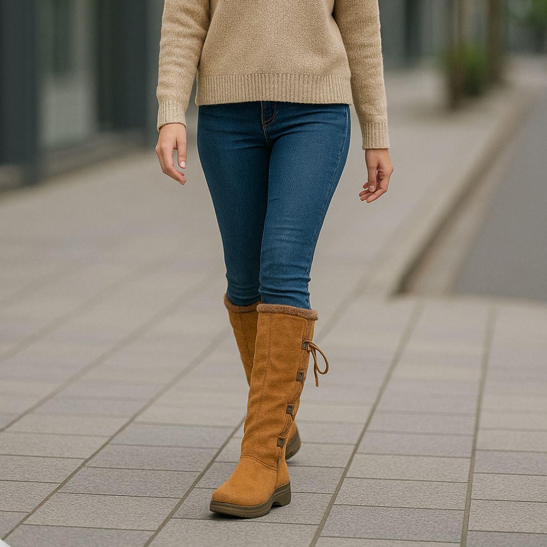 Botas Bucaneras Gamuza De Dama Forradas Con Chiporro Camel-6