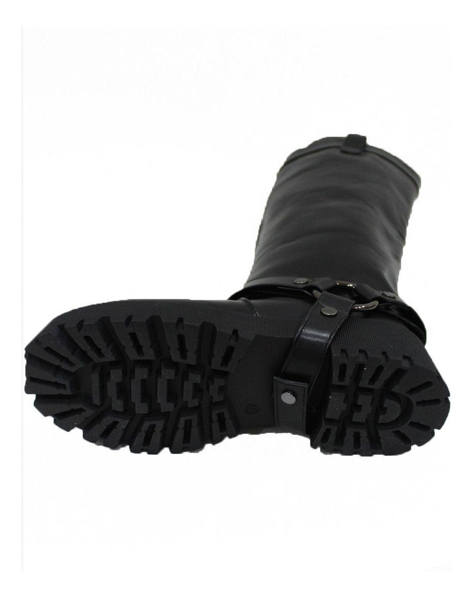 Bota modular desmontable 2 en 1 Bota + Botin De Mujer Plataforma En Eco Cuero Negra-4