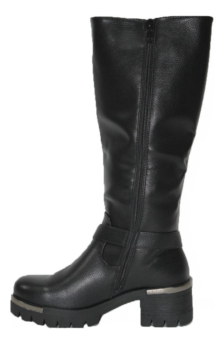 Bota Larga Mujer Casual Eco Cuero Moda Clasico-5