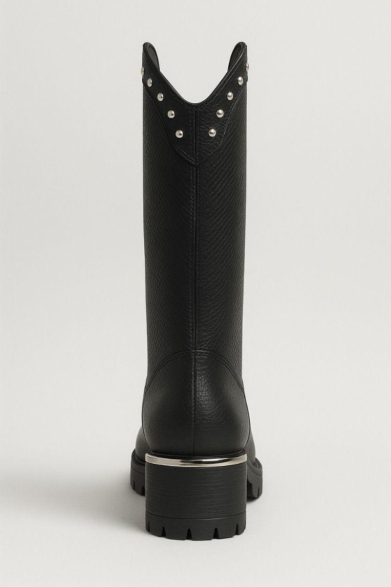 Bota Larga Mujer Casual Eco Cuero Moda Clásico Con Apliques-3