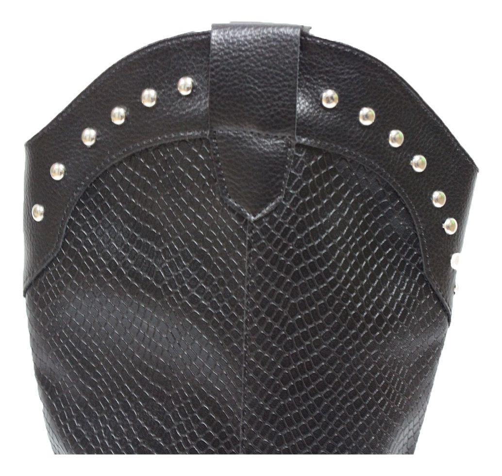 Bota Larga Mujer Casual Eco Cuero Moda Clásico Con Apliques-4