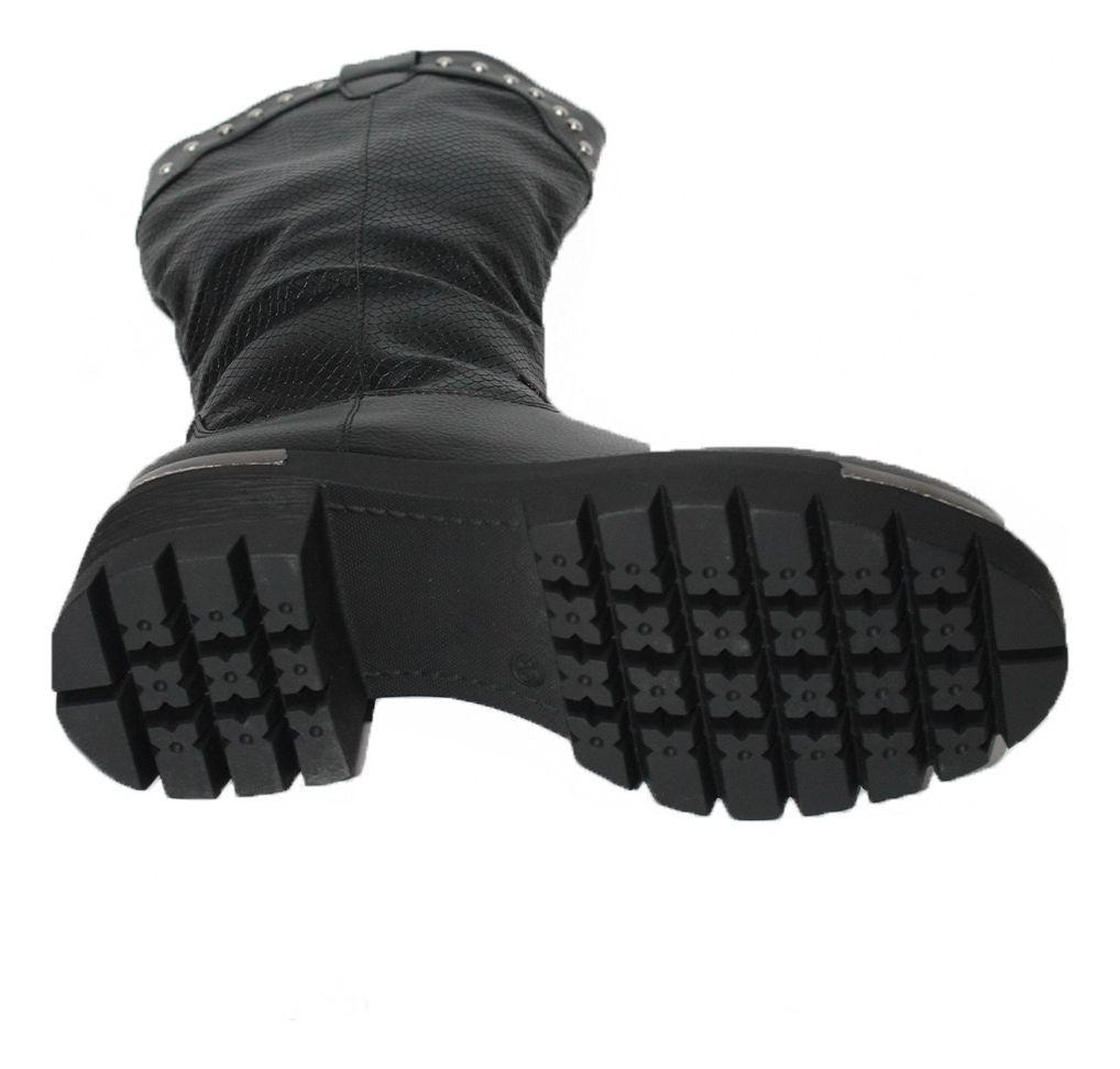 Bota Larga Mujer Casual Eco Cuero Moda Clásico Con Apliques-6