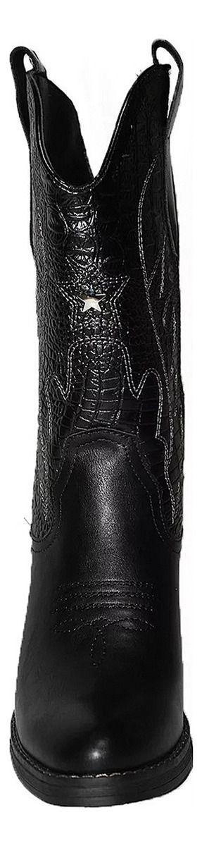 Botas Gina Cowboy Bordado Texanas Negro Chicbomb-3