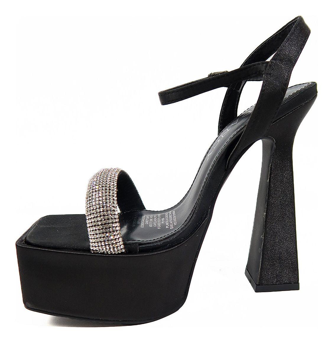 Sandalias De Taco Fiesta Apliques Brillantes Terciopelo-3