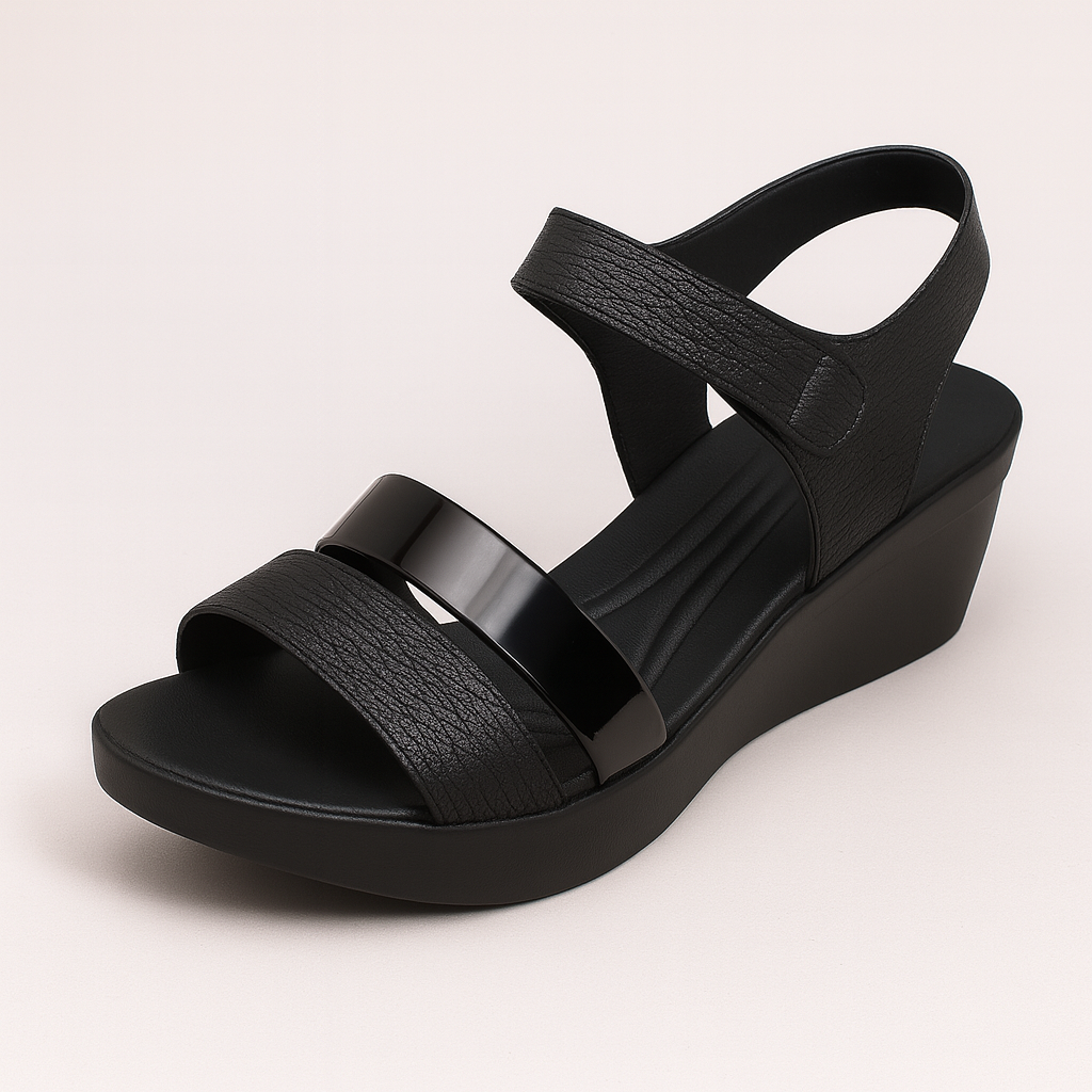 Chalas De Goma Metalizadas Plataforma Plana Y Baja Negras-0