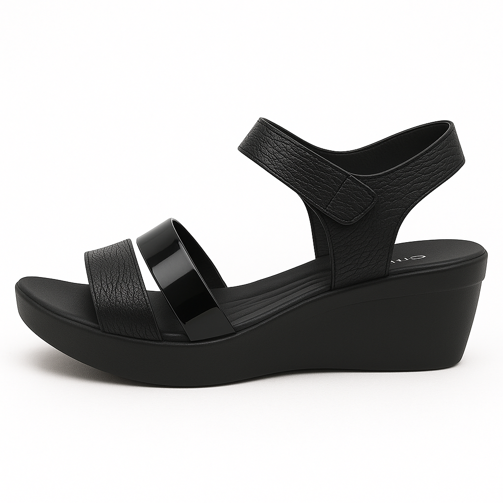 Chalas De Goma Metalizadas Plataforma Plana Y Baja Negras-1