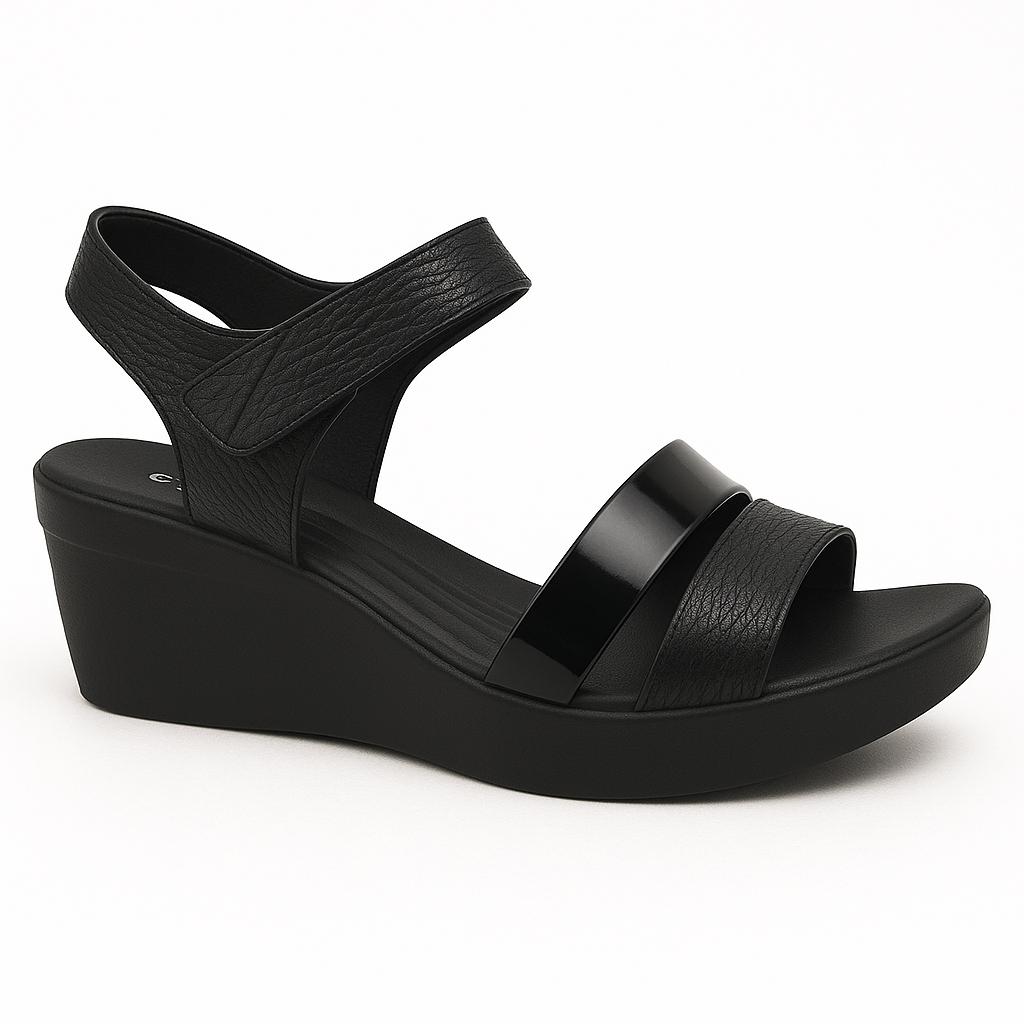 Chalas De Goma Metalizadas Plataforma Plana Y Baja Negras-2