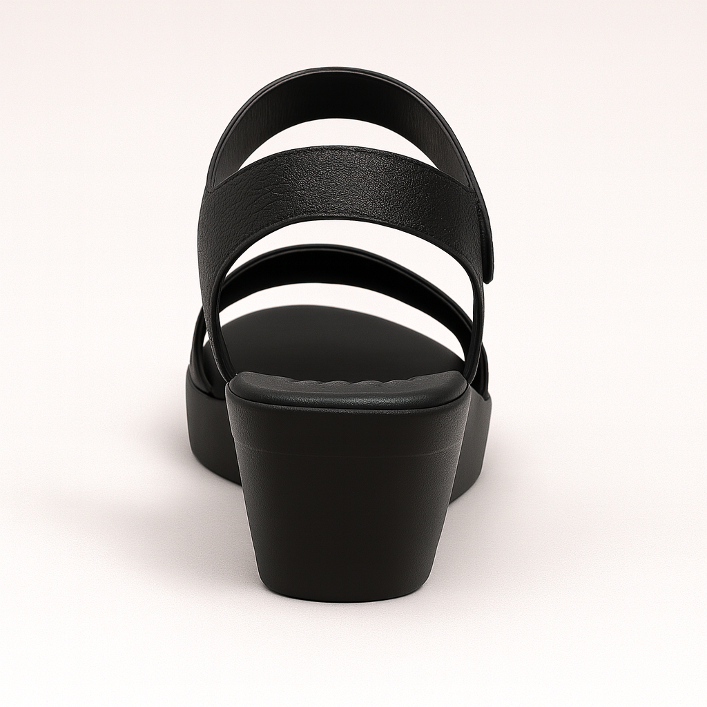 Chalas De Goma Metalizadas Plataforma Plana Y Baja Negras-4