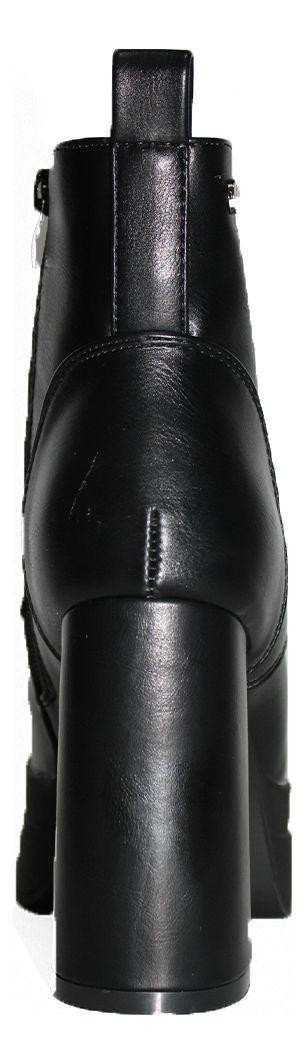 Botín Con Taco Alto Negro De Cordones Y Pequeño Aplique-5